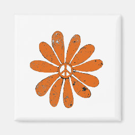 Imán Signo de paz hippie Naranja de flor mal visto
