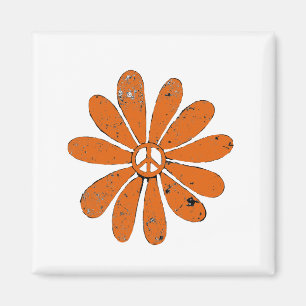 Imán Signo de paz hippie Naranja de flor mal visto