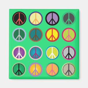 Imán Signo de paz hippy patrón colorido de los años 60