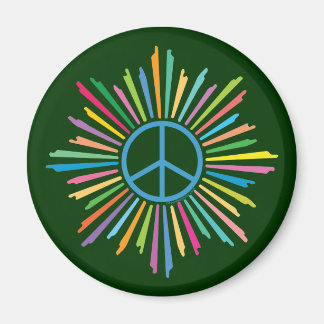 Imán Signo de paz rodeado de coloridos rayos