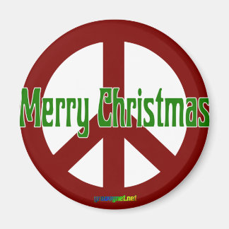 Imán Signo de Paz Roja con Feliz Navidad