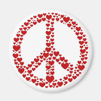 Imán Signo de signo de paz del corazón rojo