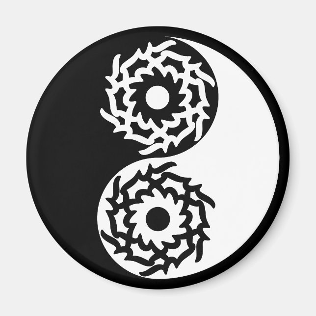 Imán Signo de yin yáng en blanco y negro (Frente)