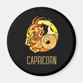 Imán Signo de zodiaco de Capricornio marrón y dorado ne