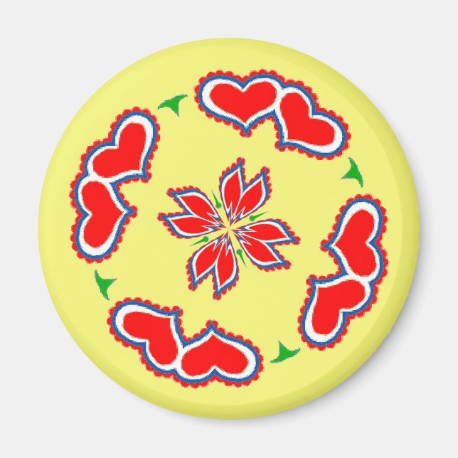 Imán Signo Hex de Pennsylvania Dutch Hearts (Frente)