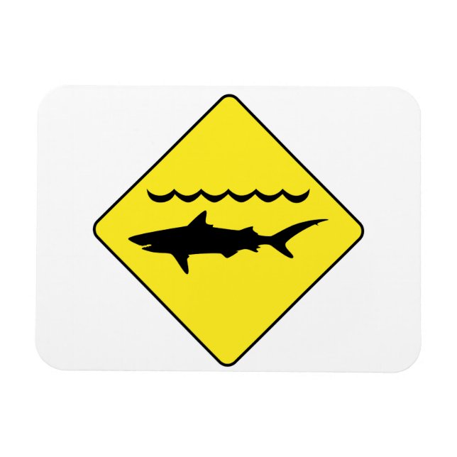 Imán Signo rectangular de tiburón amarillo de advertenc (Horizontal)