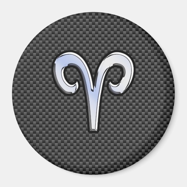 Imán Signo zodiacal Aries en estilo de fibra de carbono (Frente)