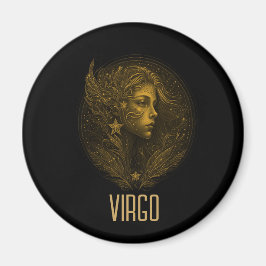Imán Signo zodiaco clásico de Virgo Dorado negro