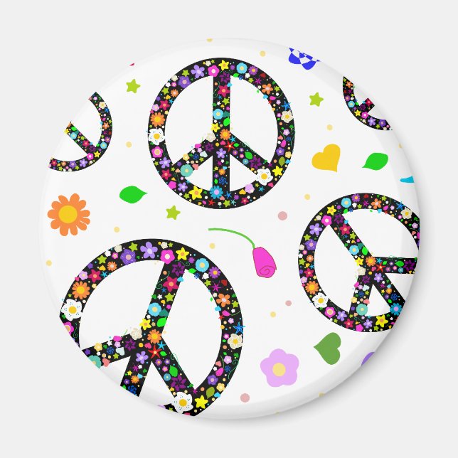 Imán Signos y flores de paz (Frente)