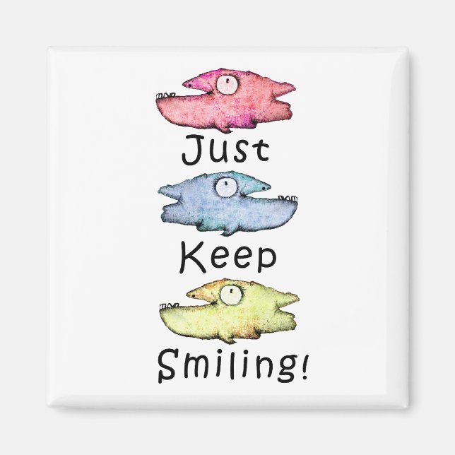 Imán ¡Sigue sonriendo! Peces dentudos coloridos (Frente)