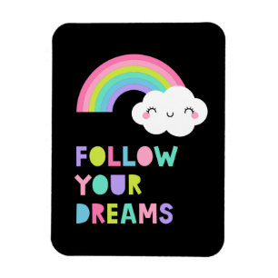Imán Sigue tus sueños una nube arcoiris suave