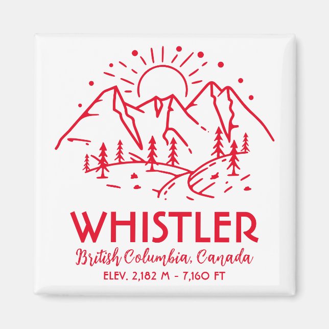Imán Silbato Columbia Británica Canadá Esquí Minimalist (Frente)