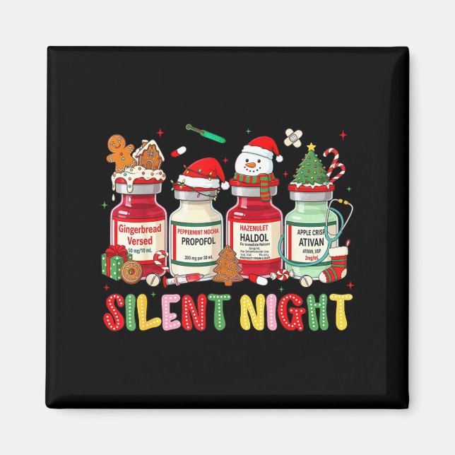 Imán Silent Night Funny Nurse Christmas Design  (Frente)