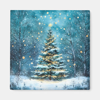 Imán Silent Night Glow Bright Christmas Forest Tree