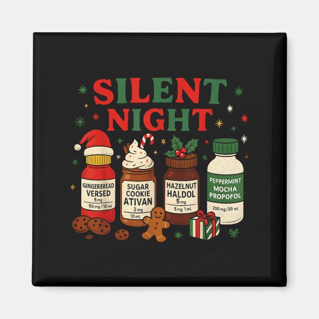 Imán Silent Night Profol Icu Nurse Funny Christmas Medi (Frente)