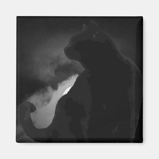 Imán Silhouette Black Cat Moonlight (Frente)