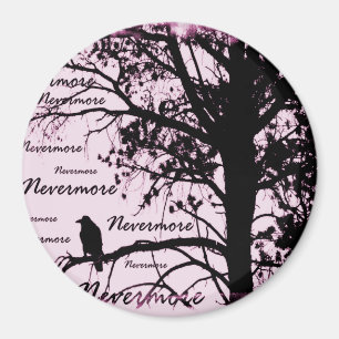 Imán Silhouette Black & Pink Nevermore Raven