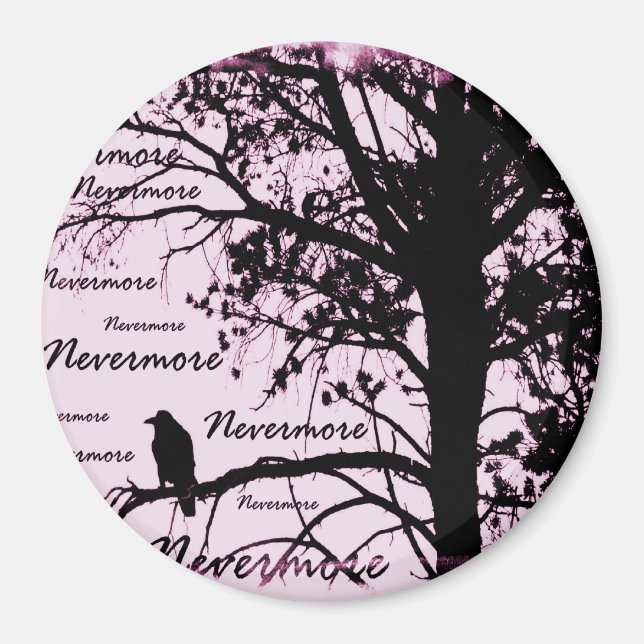 Imán Silhouette Black & Pink Nevermore Raven (Frente)