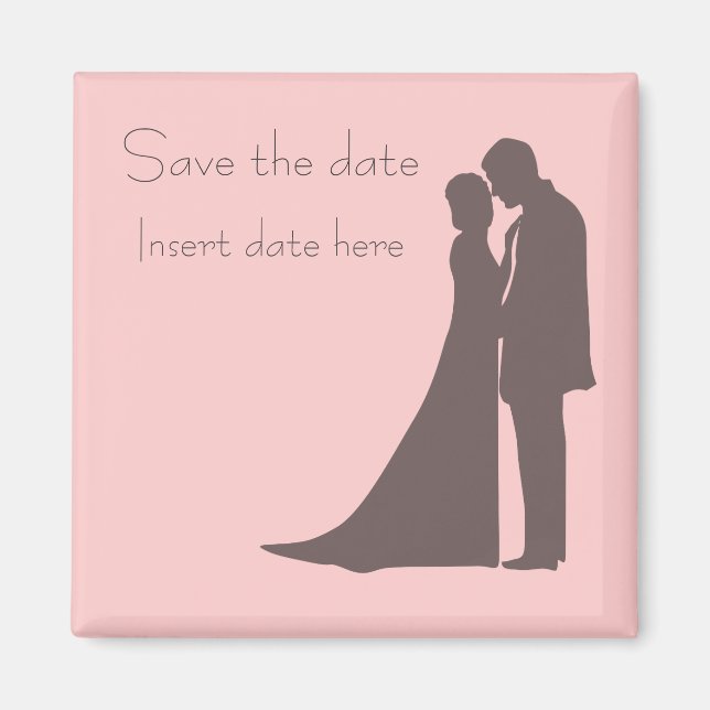 Imán Silhouette Bride y Groom Salven la fecha Magnet (Frente)