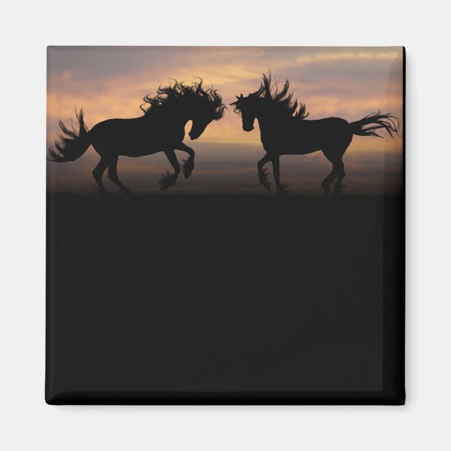 Imán Silhouette de Caballos Salvajes (Frente)