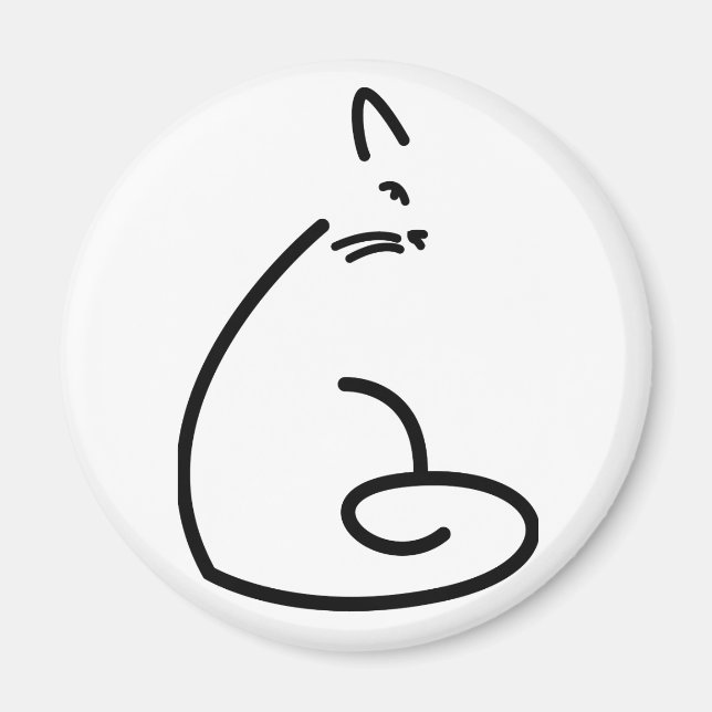 Imán Silhouette de gato de Swirly artístico (Frente)