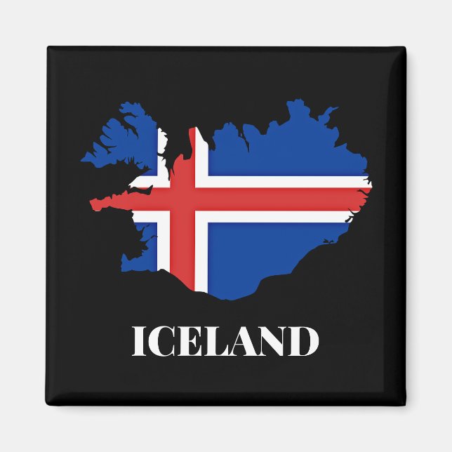 Imán Silhouette de Islandia, bandera, (Frente)
