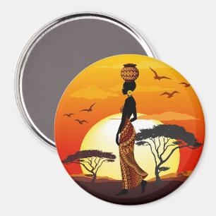 Imán Silhouette de una bella mujer africana sobre los S