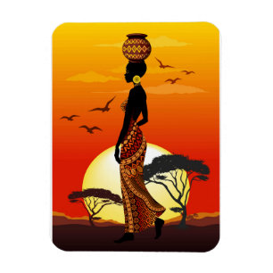 Imán Silhouette de una bella mujer africana sobre los S