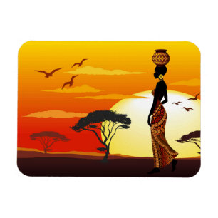 Imán Silhouette de una bella mujer africana sobre los S