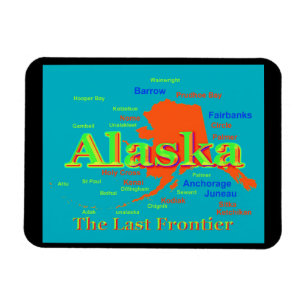 Imán Silhouette del mapa del orgullo de Alaska