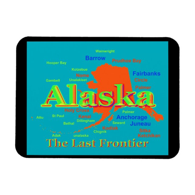 Imán Silhouette del mapa del orgullo de Alaska (Horizontal)