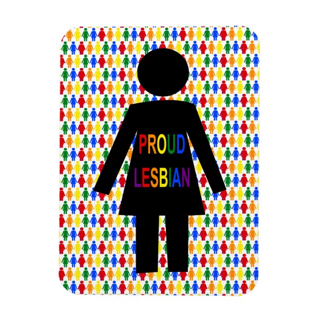 Imán Silhouette lesbiana LGBTQ y damas de arco iris (Vertical)