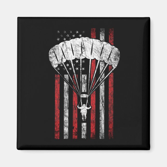 Imán Silhouette Skydiver - Bandera Americana Skydiving  (Frente)