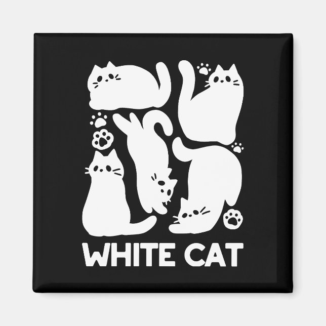 Imán Silhouettes de color blanco gatito - Diseño felino (Frente)