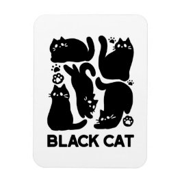 Imán Silhouettes de gato negro - Diseño felino lindo