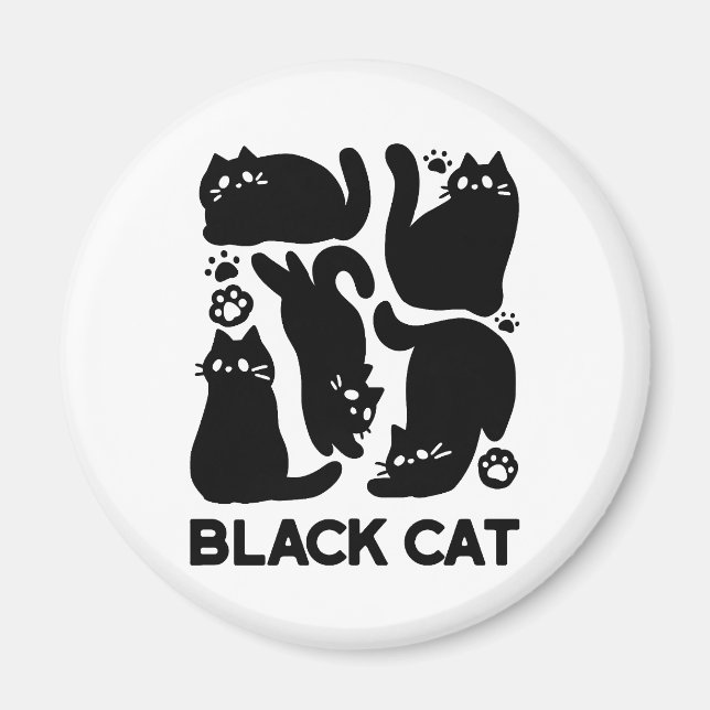 Imán Silhouettes de gato negro - Diseño felino lindo (Frente)