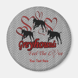 Imán Silhouettes de Greyhound Hearts Love Dog