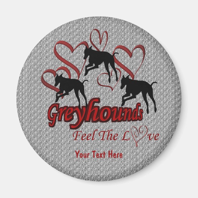 Imán Silhouettes de Greyhound Hearts Love Dog (Frente)