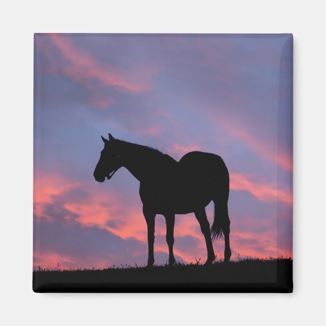 Imán Silhouetti de caballo tostado al amanecer (Frente)