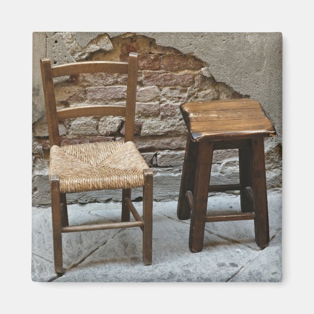 Imán Silla pequeña y taburete, Pienza, Italia (Frente)