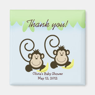 Imán SILLY TWIN MONKEYS Baby Shower Favor Magnet