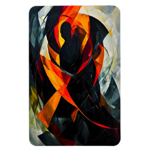 Imán Silueta abstracta en ardiente arte rojo y negro