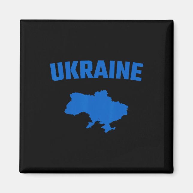 Imán Silueta azul aislada de un mapa de Ucrania  (Frente)