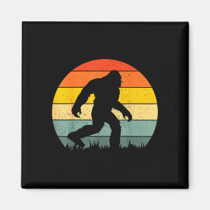 Imán silueta de Bigfoot retro puesta de sol divertido s