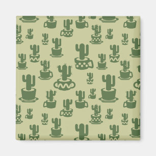 Imán Silueta de cactus suculenta en tazas y macetas