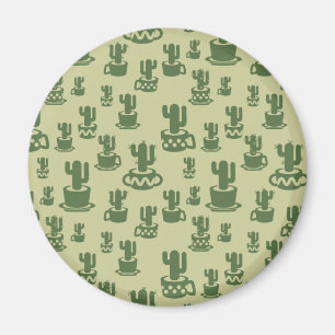 Imán Silueta de cactus suculenta en tazas y macetas
