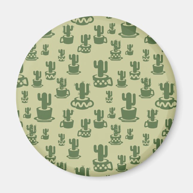Imán Silueta de cactus suculenta en tazas y macetas (Frente)