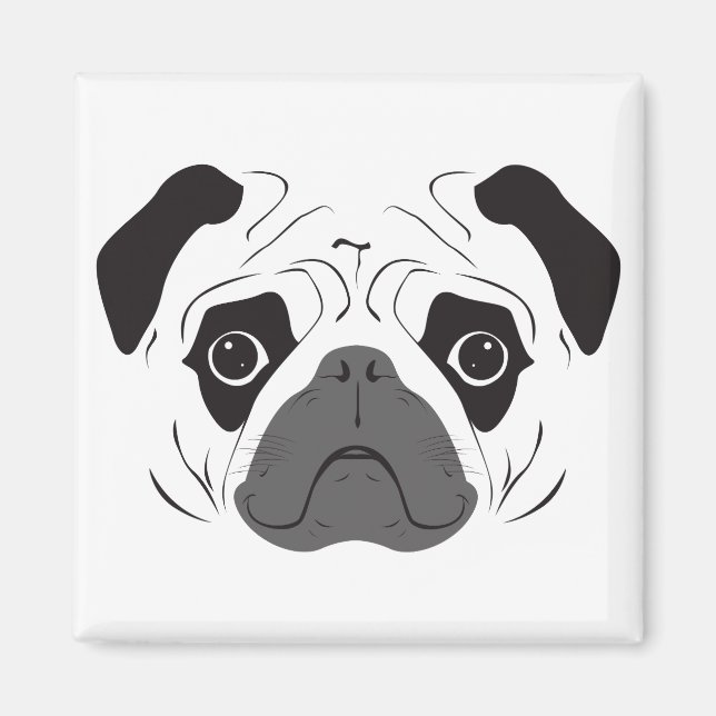 Imán Silueta de cara de pug (Frente)