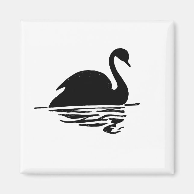 Imán Silueta de cisne negro (Frente)