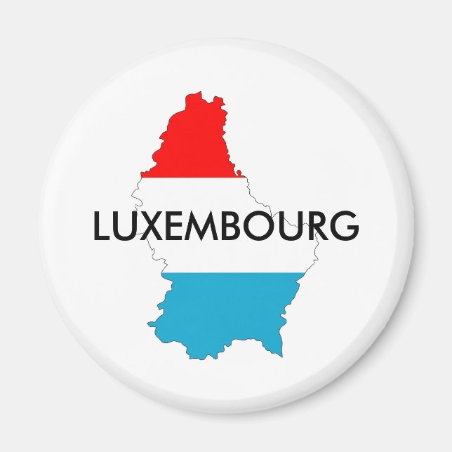 Imán silueta de forma de mapa de bandera de luxemburgo (Frente)